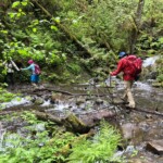 Crossing Sorensen Creek in spring, you might get wet feet.