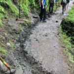Improving drainage on the trail.