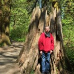 My friend showing the size of a stump.