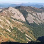 Looking north from the summit, with the Bluff Mountain Trail in the distance.