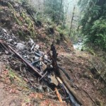 Rock slide on the way to the Punchbowl Falls viewing area. eagle creek trail columbia river gorge oregon fire